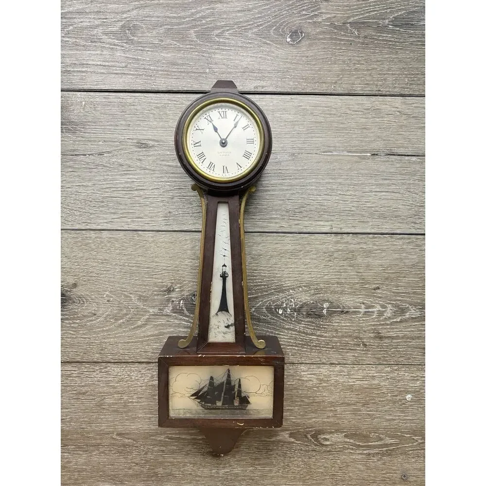 Vintage Seth Thomas Banjo Wall Clock 19x6x3” ~ For Parts/repair